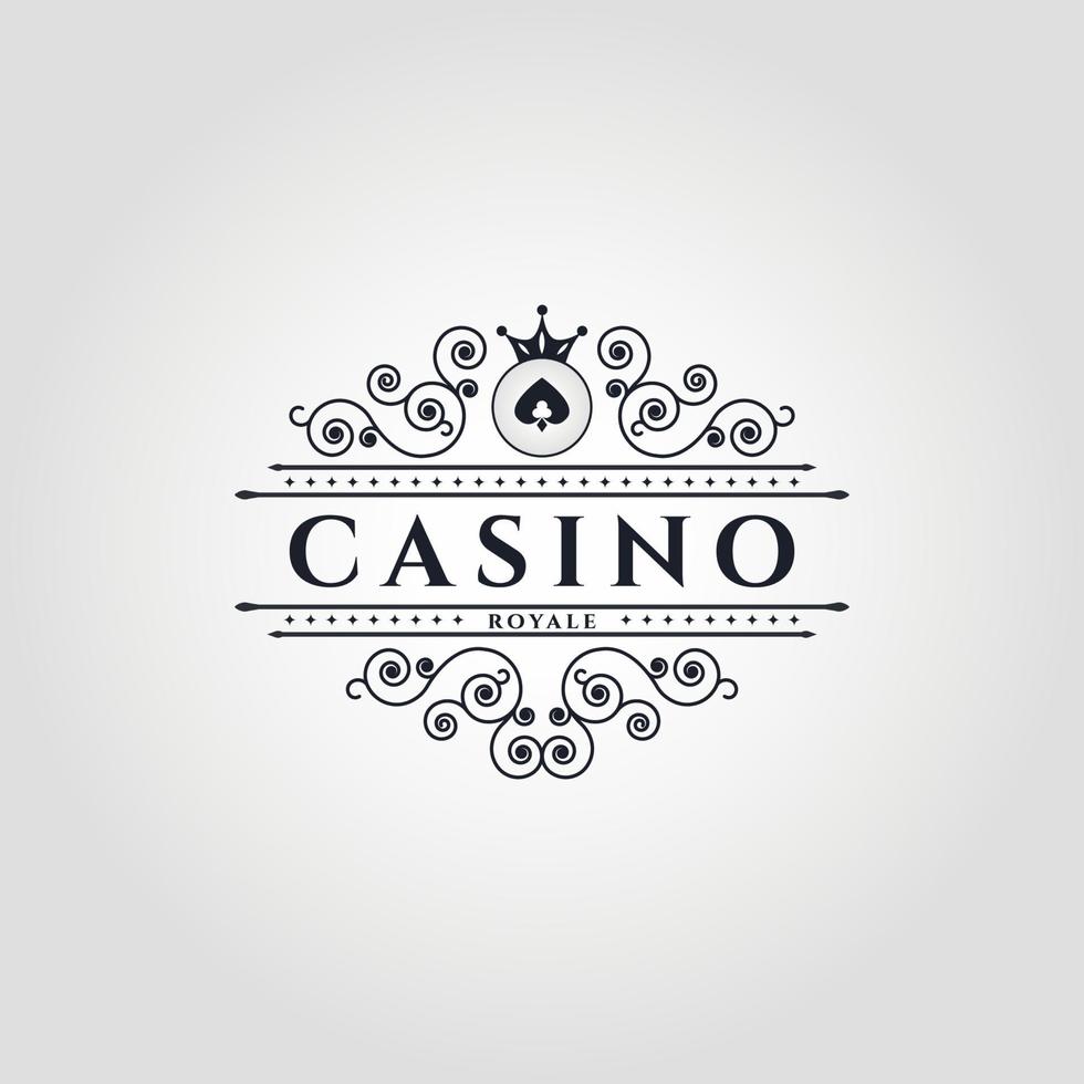 logotipo vectorial para casino. juego de póquer y casino vintage de emblemas, etiquetas, insignias o logotipos de juego negros vectoriales vector