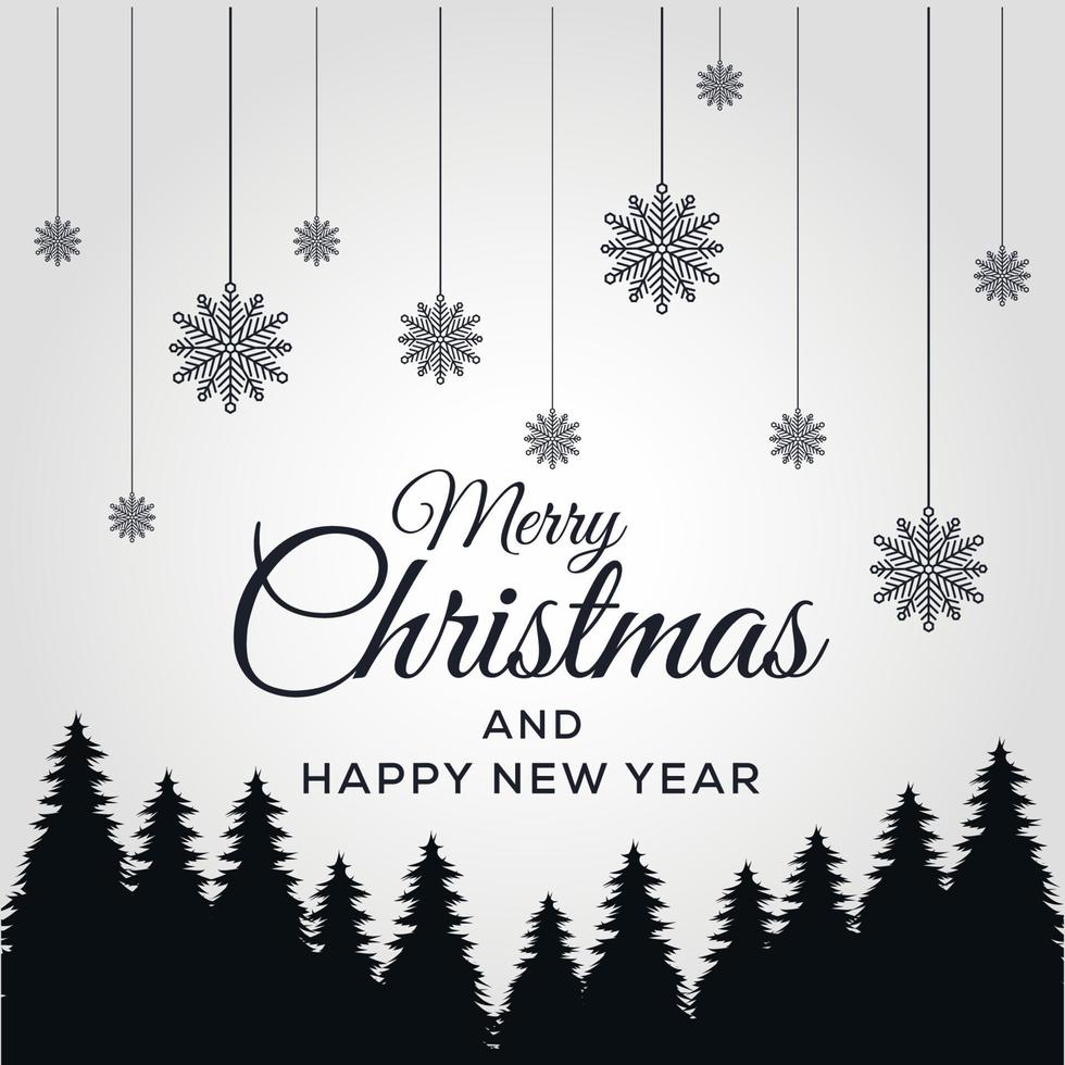 Merry Christmas and Happy New Year. Background Xmas design of black pine vector