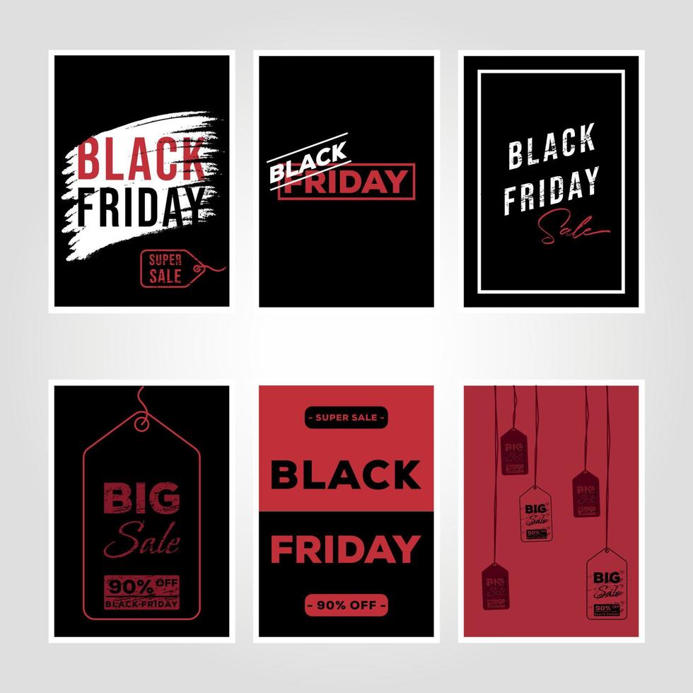 conjunto de diseño de ilustración de impresión de cartel de fondo de viernes negro vector