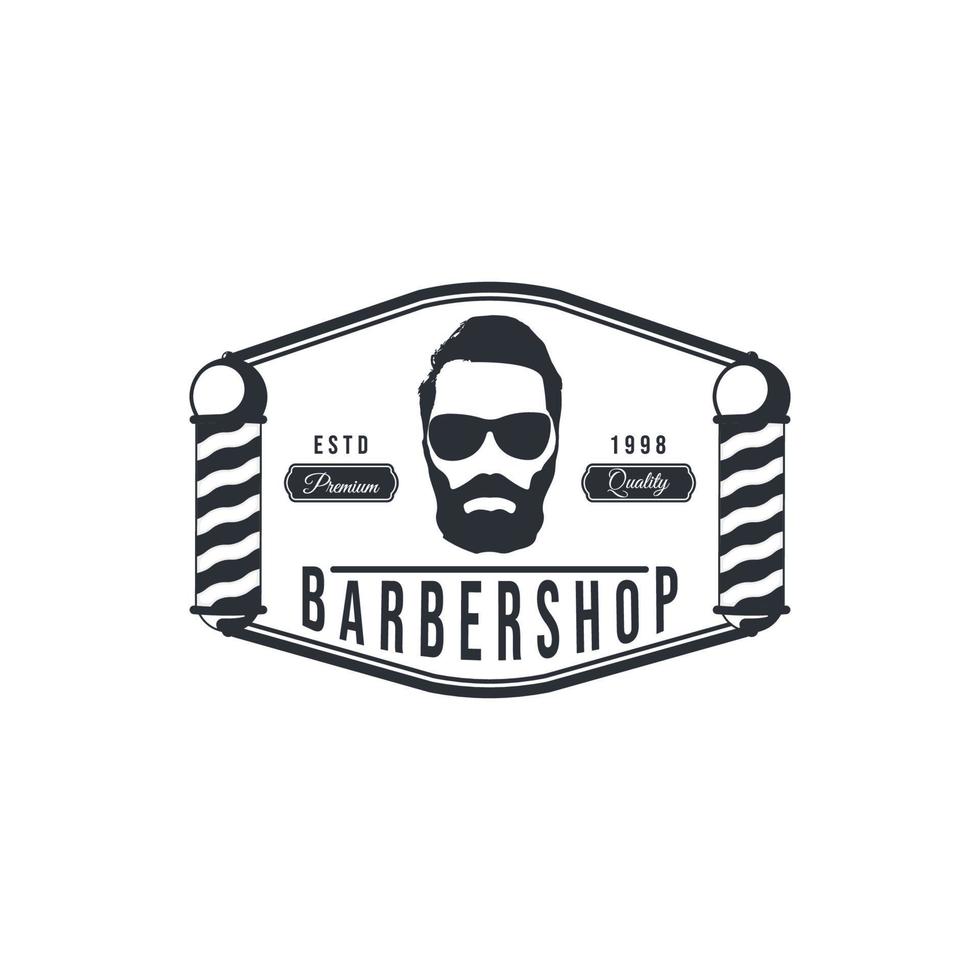 Vector Barber shop vintage logo with gentleman face isolated on a white background