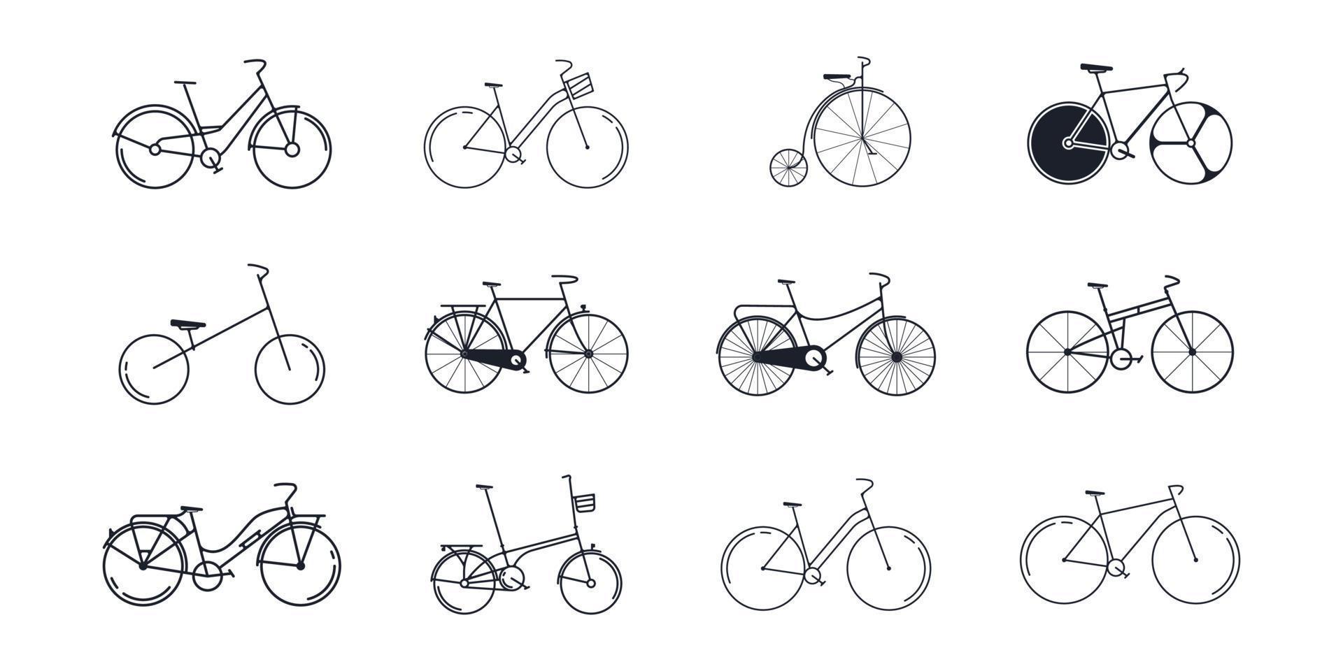 conjunto de plantilla de logotipo de vector de icono de bicicleta, diseño de ilustración de icono de bicicleta