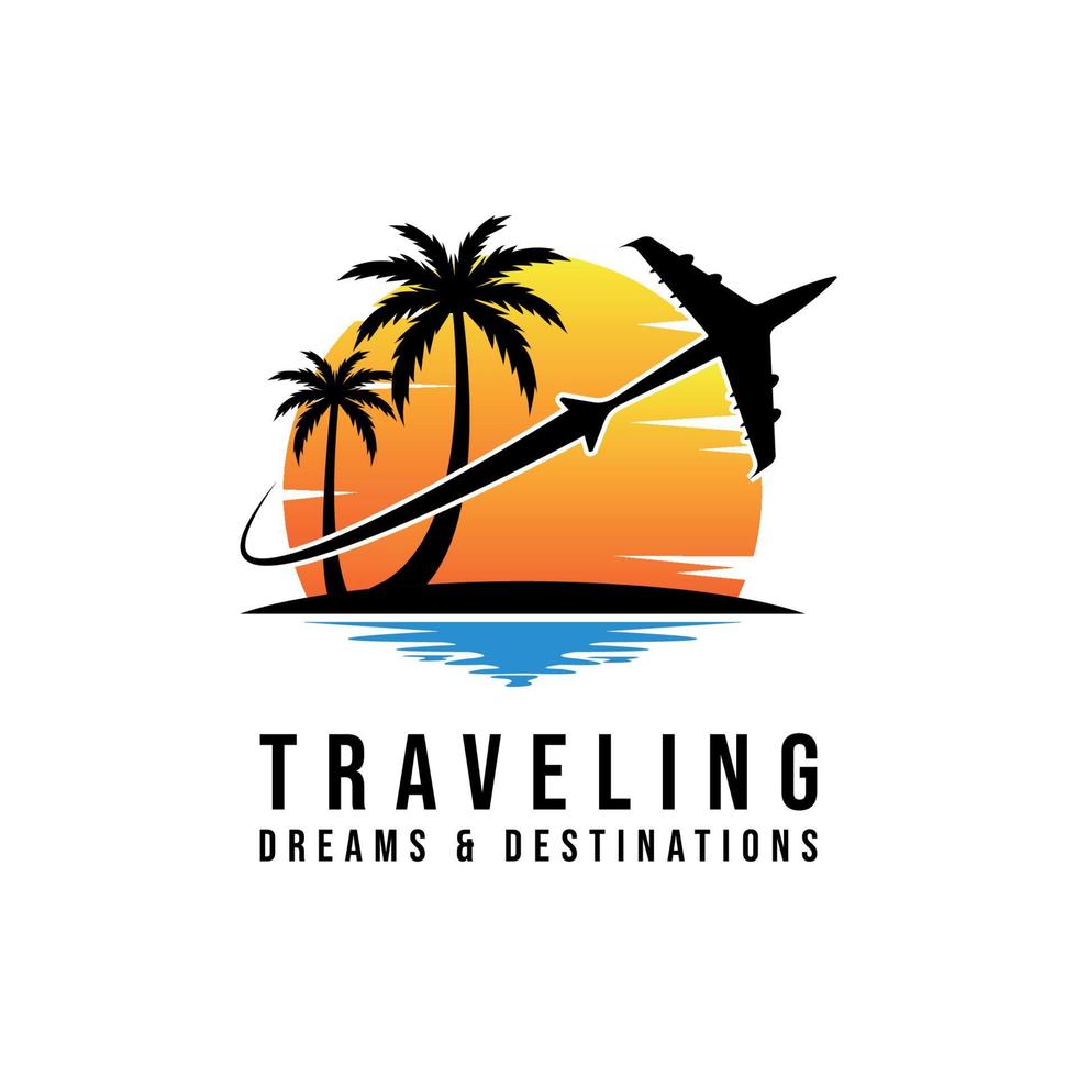 plantilla de logotipo vectorial de agencia de viajes. plantilla de logotipo de vacaciones. concepto de logotipo de playa vector