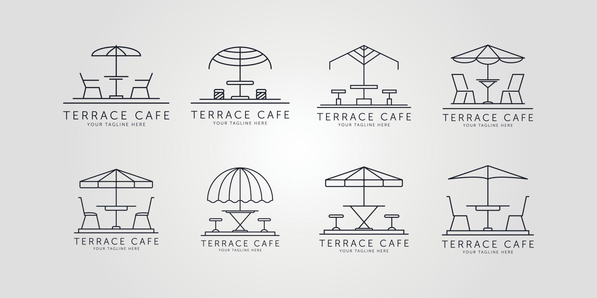 diseño de ilustración minimalista de vector de logotipo de arte de línea de icono de terraza