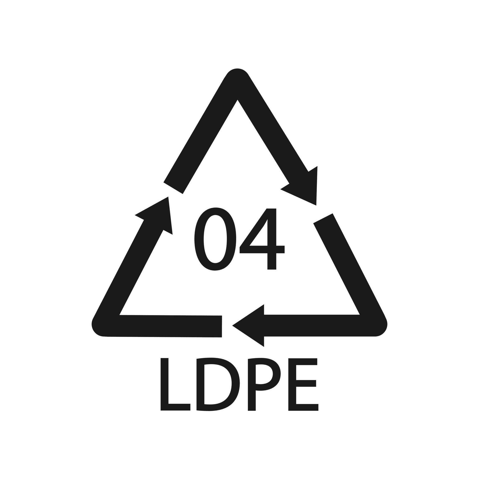 LDPE 04 recycling code symbol. Plastic recycling vector low density