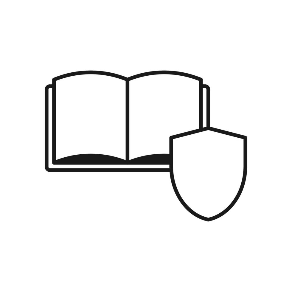 Open Book symbol with protection sign. vector