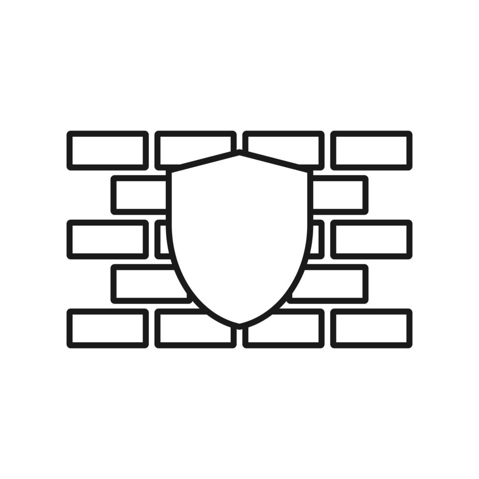 Brick Wall Icon With Protection Sign vector