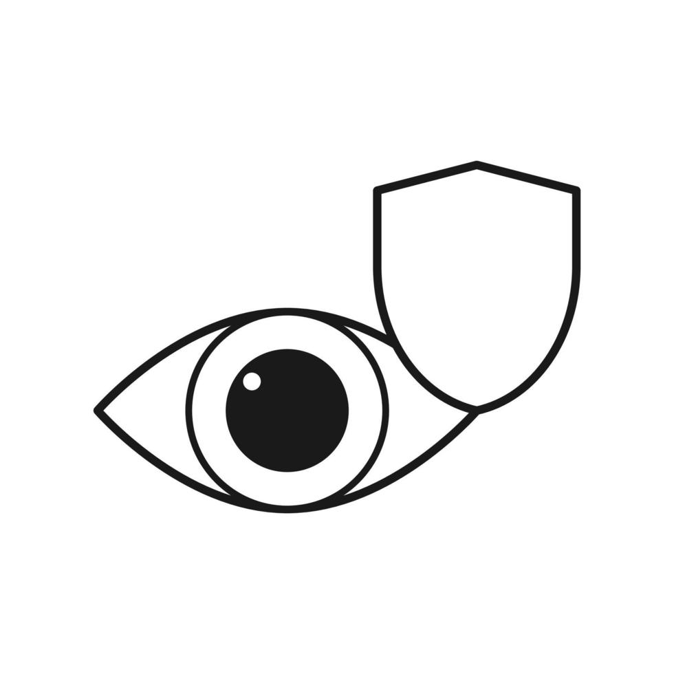 icono de ojo simple con signo de protección vector