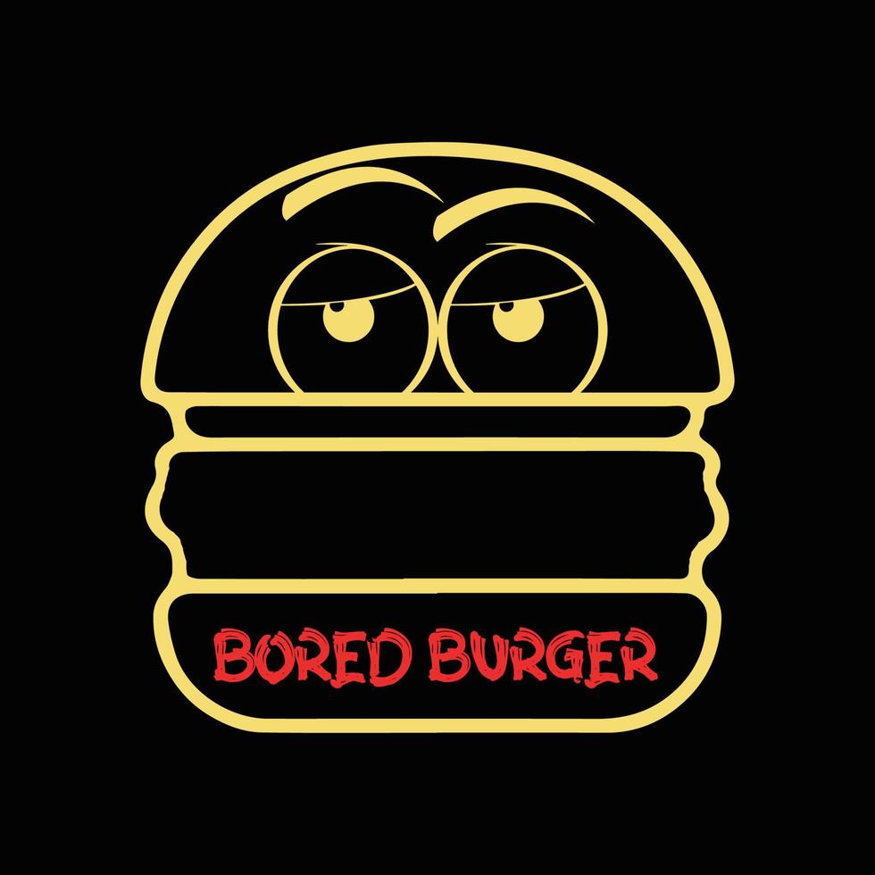 diseño de camiseta de hamburguesa aburrida vector