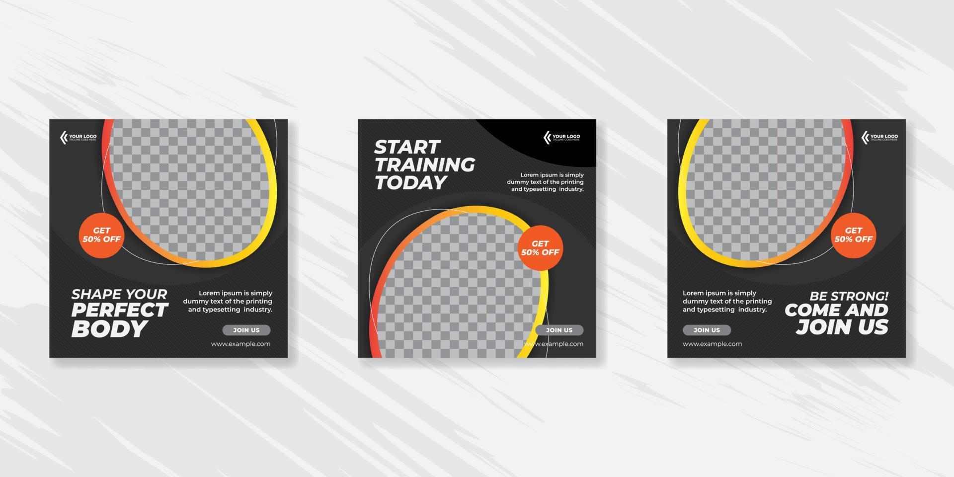 Gym and fitness social media post banner template vector