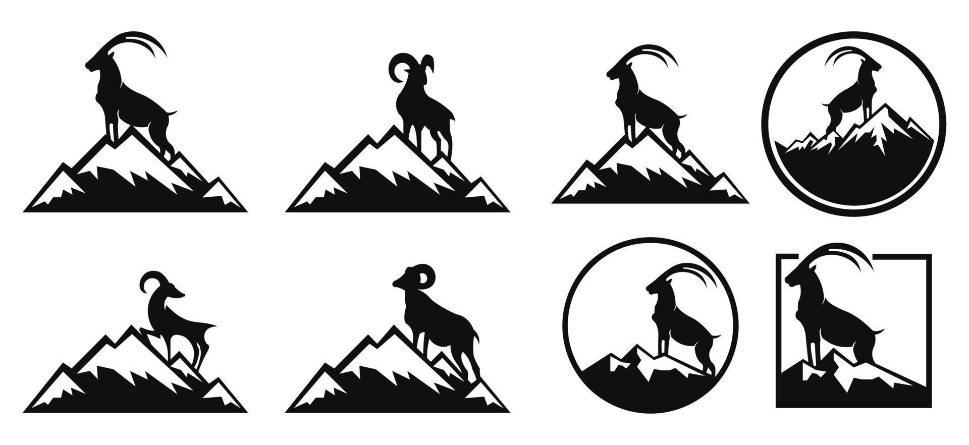 Silhouette of a mountain mammal goat animal . vector