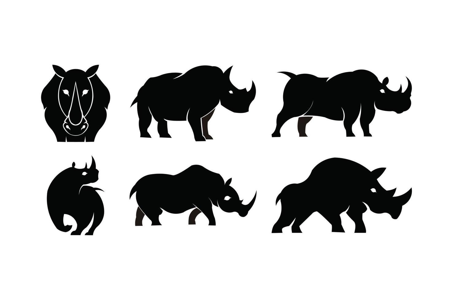 Rhinoceros vector silhouette illustration isolated . Rhino silhouette. Animal from Africa.