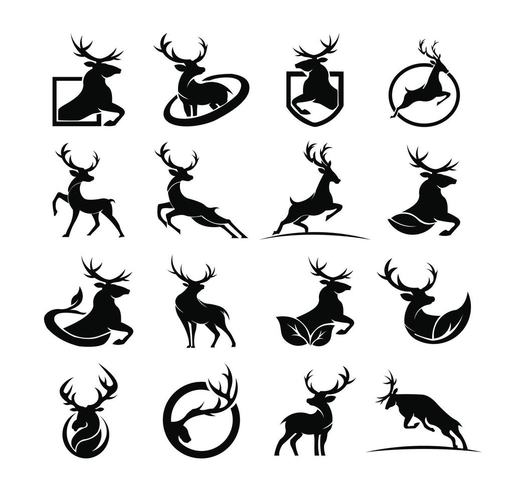 silhouette deer with great antler animal vector