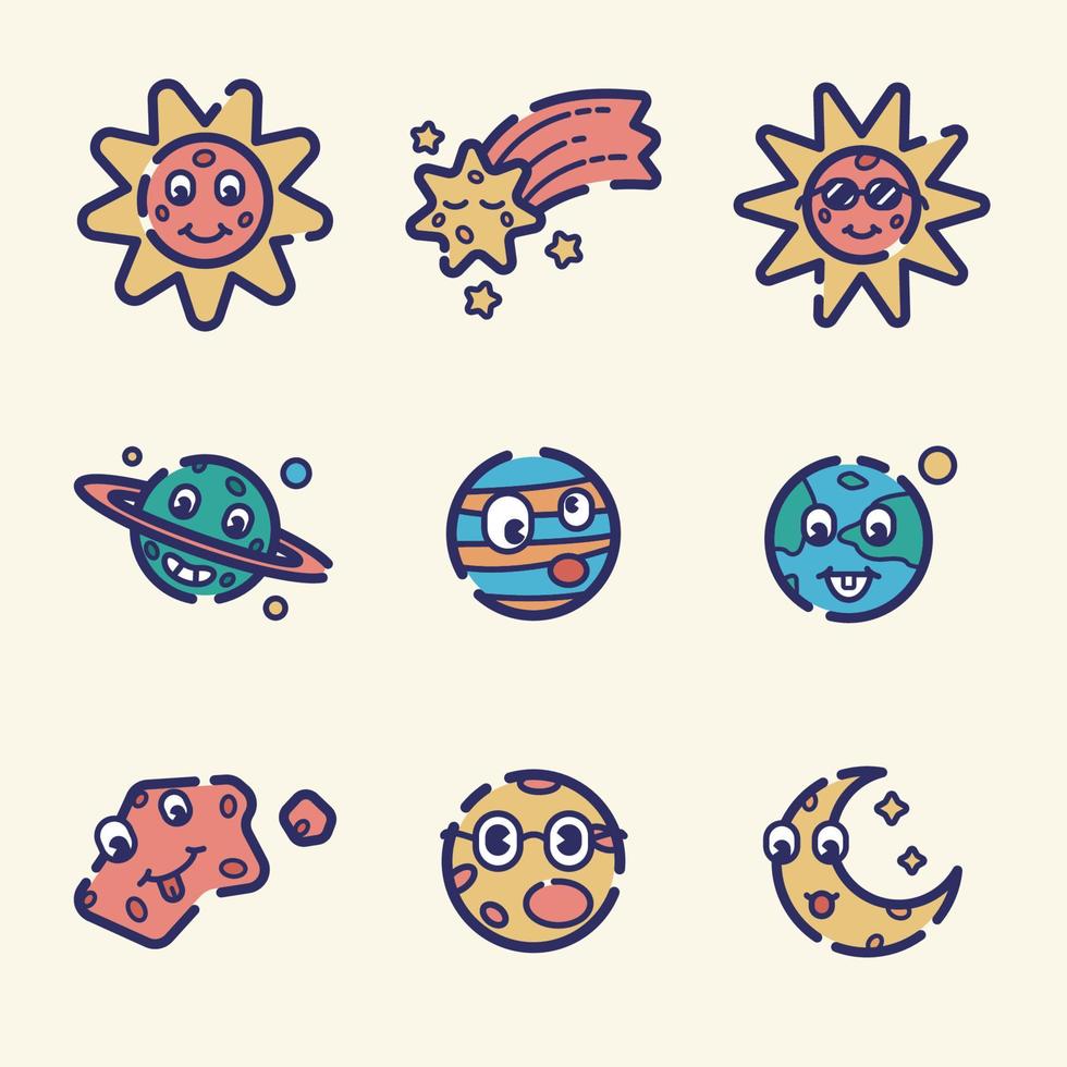 Celestial Bodies Icon Set vector