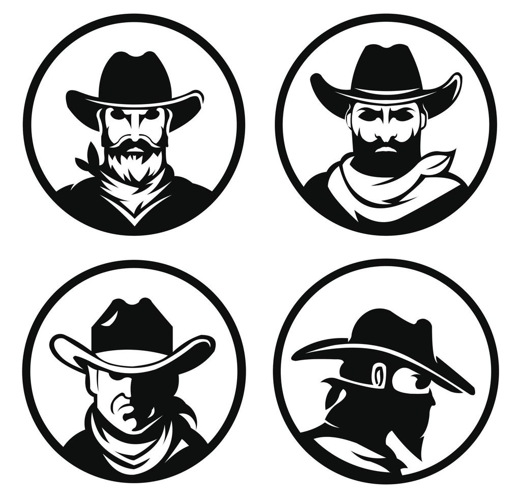 Logo template with the image of the man in hat. Cowboy. Sheriff. Mascot. vector