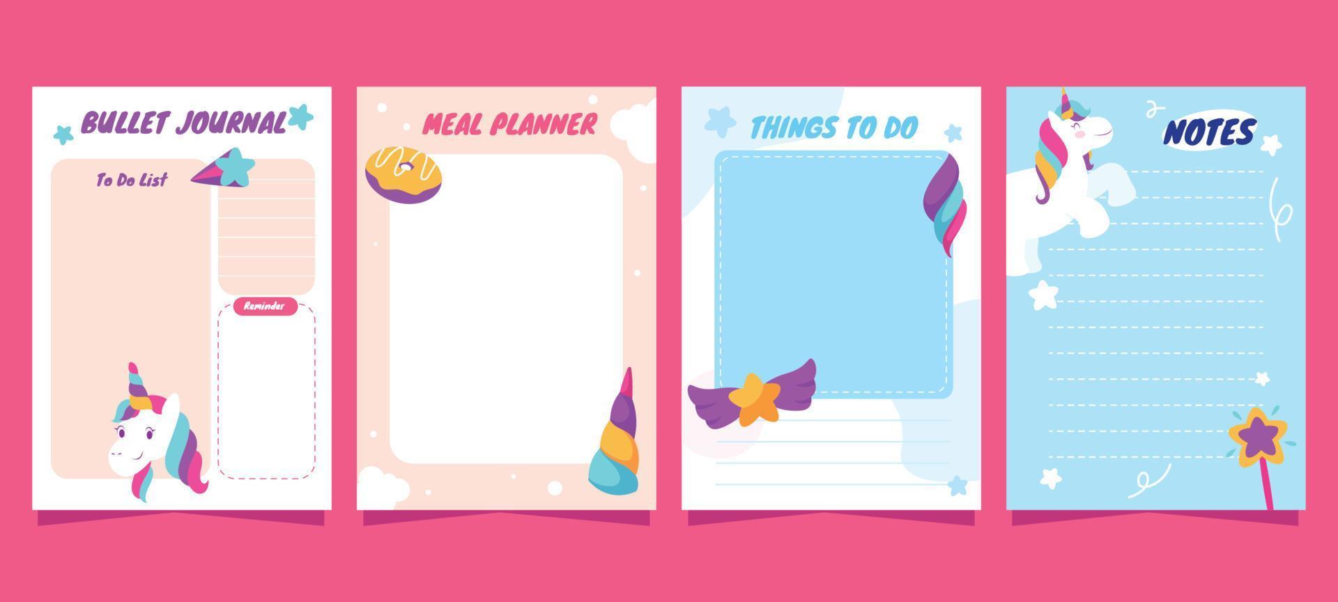 Unicorn Journal Template vector