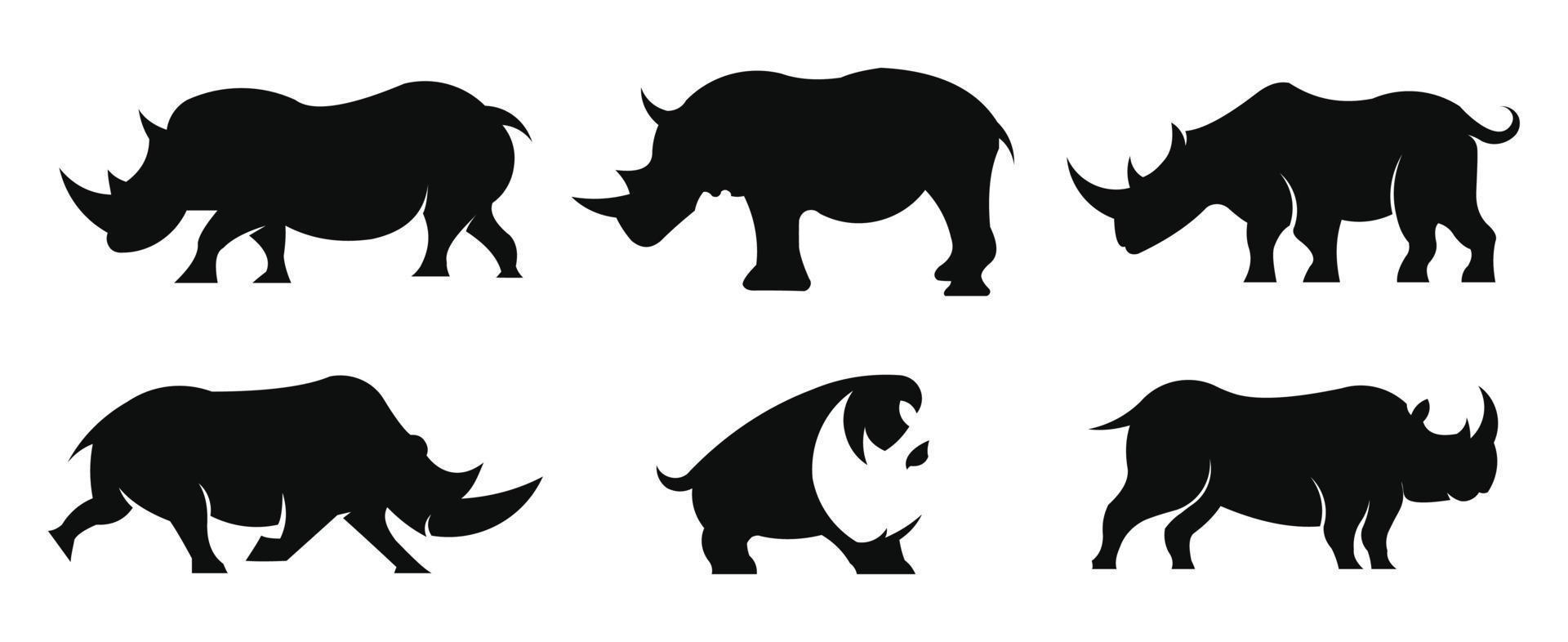 Rhinoceros vector silhouette illustration isolated . Rhino silhouette. Animal from Africa.
