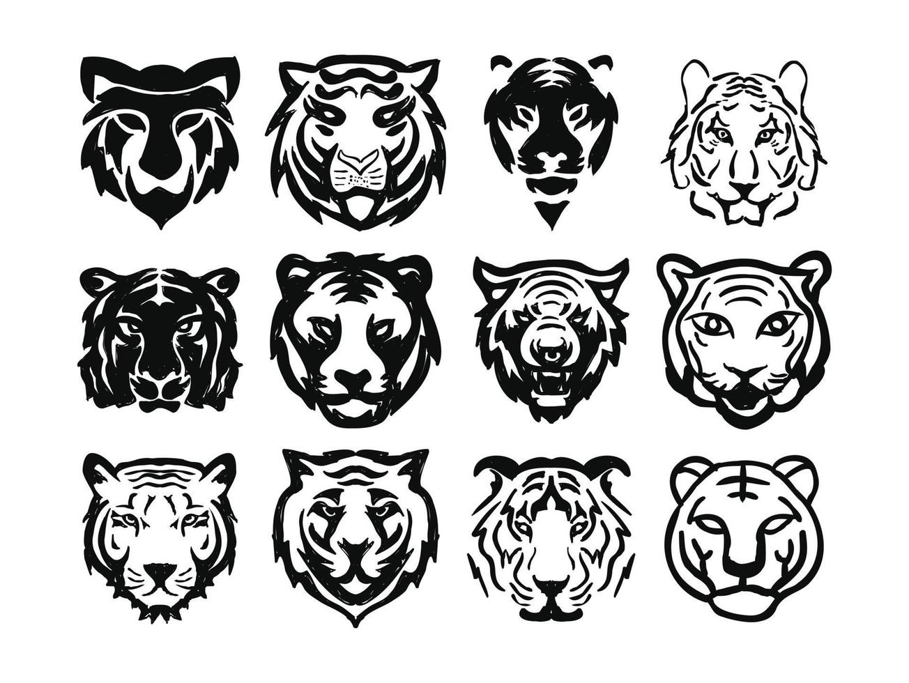 tiger animal illustration logo set vector