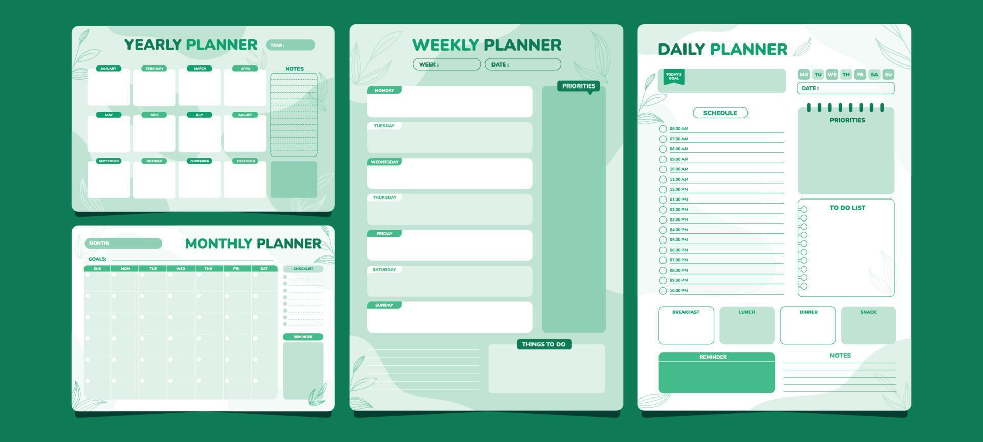 Green Theme Journal Template vector