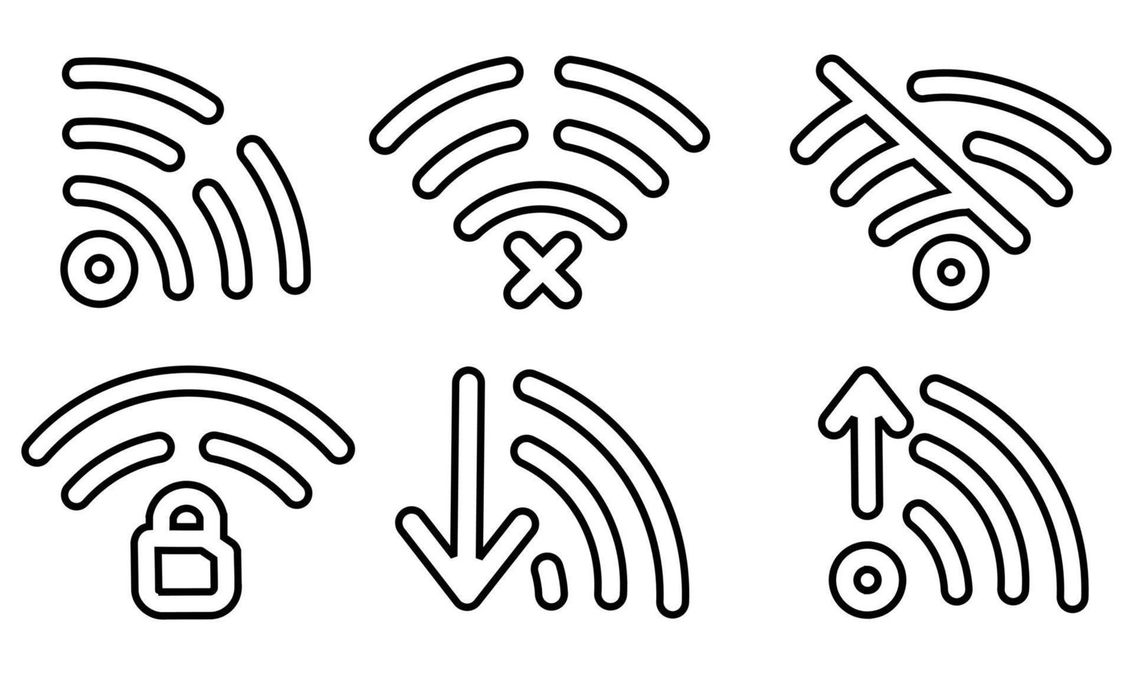 wi-fi establecer iconos ondas de aire de conexión plana e inalámbrica, conjunto de diferentes iconos inalámbricos y wifi para el diseño vector