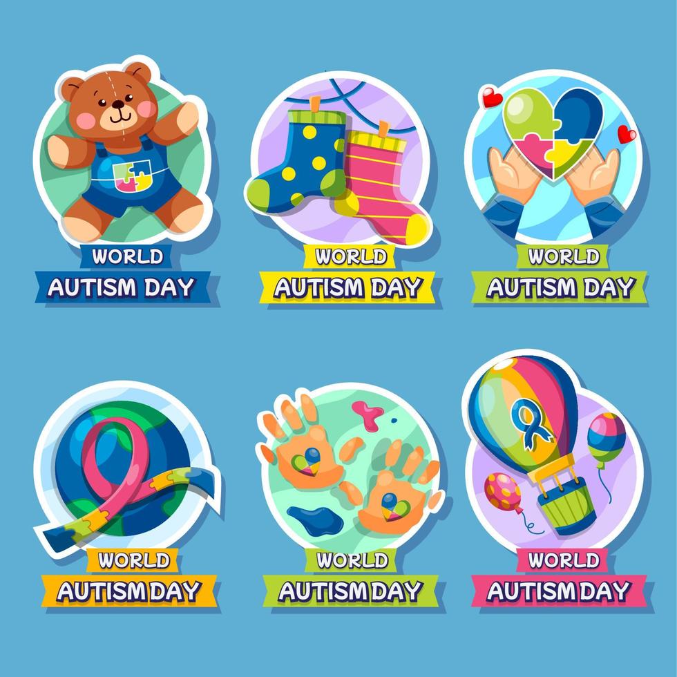 Celebration of World Autism Day Stickers vector