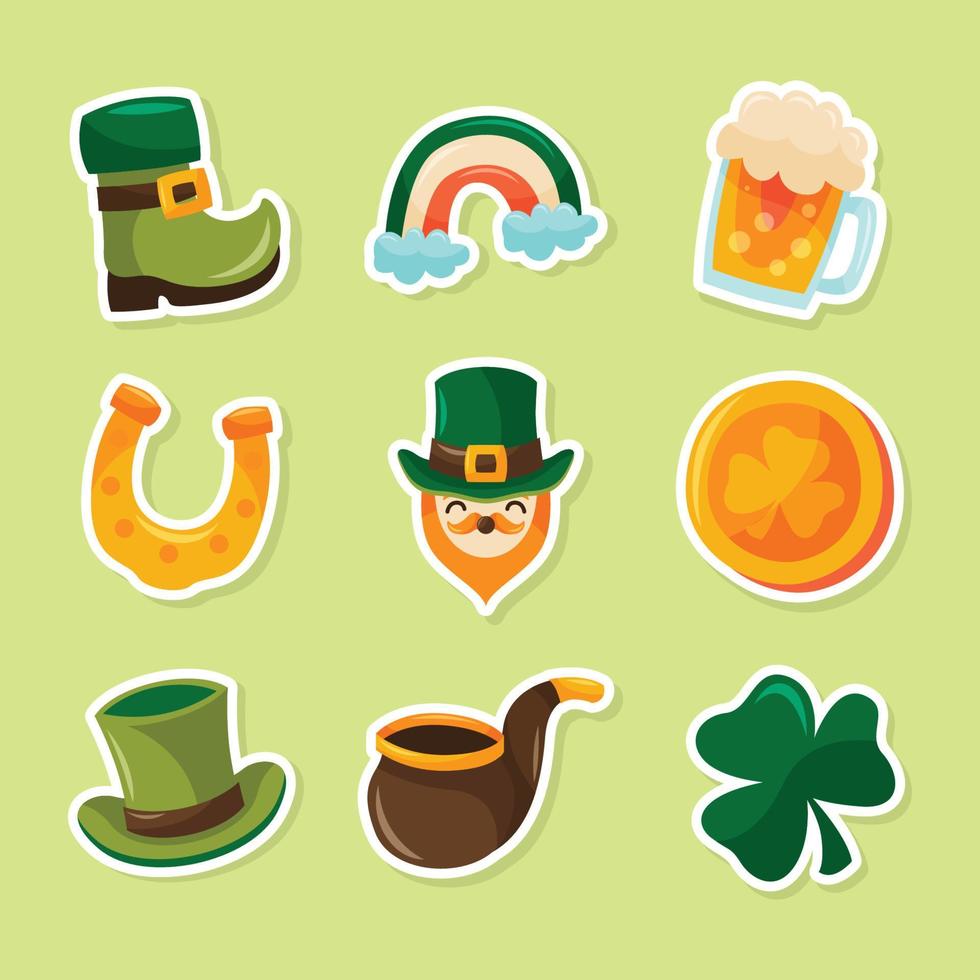 St Patrick's Day Leprechaun Sticker Vector Pack