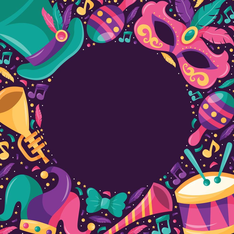 fondo de vector de carnaval de música mardi gras