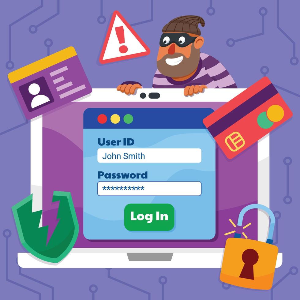 Cyber Criminal Sneaking Log In Credentials vector