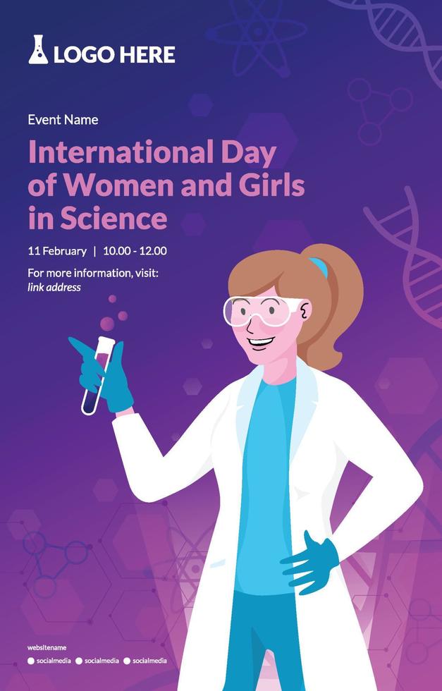 cartel del día internacional de la mujer y la niña en la ciencia vector