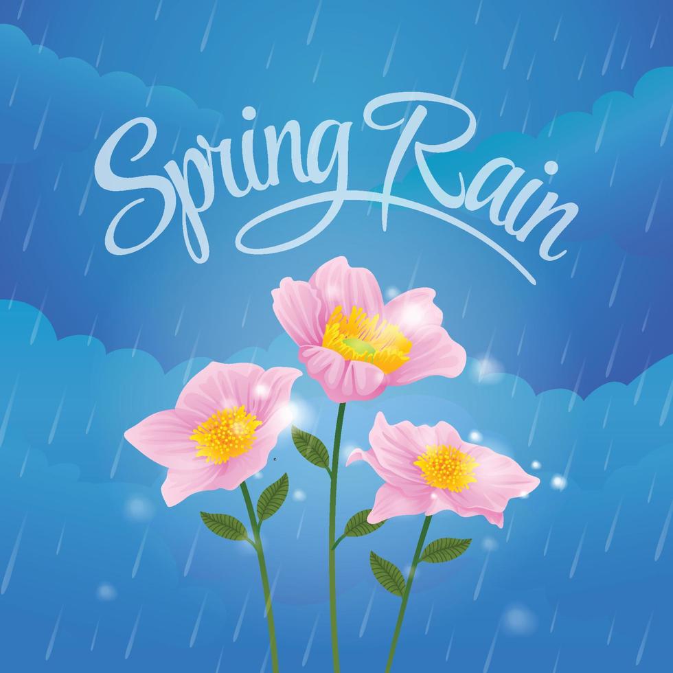 Spring Flower in Rain vector