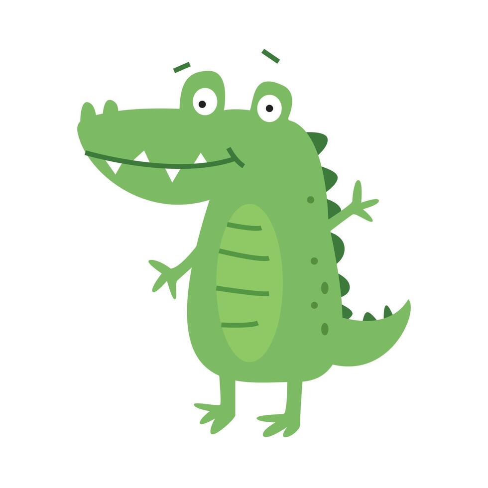 Crocodile illustration in funny cartoon style vector