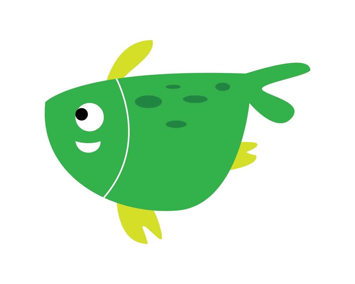 ilustración de pez verde en estilo de dibujos animados divertidos vector