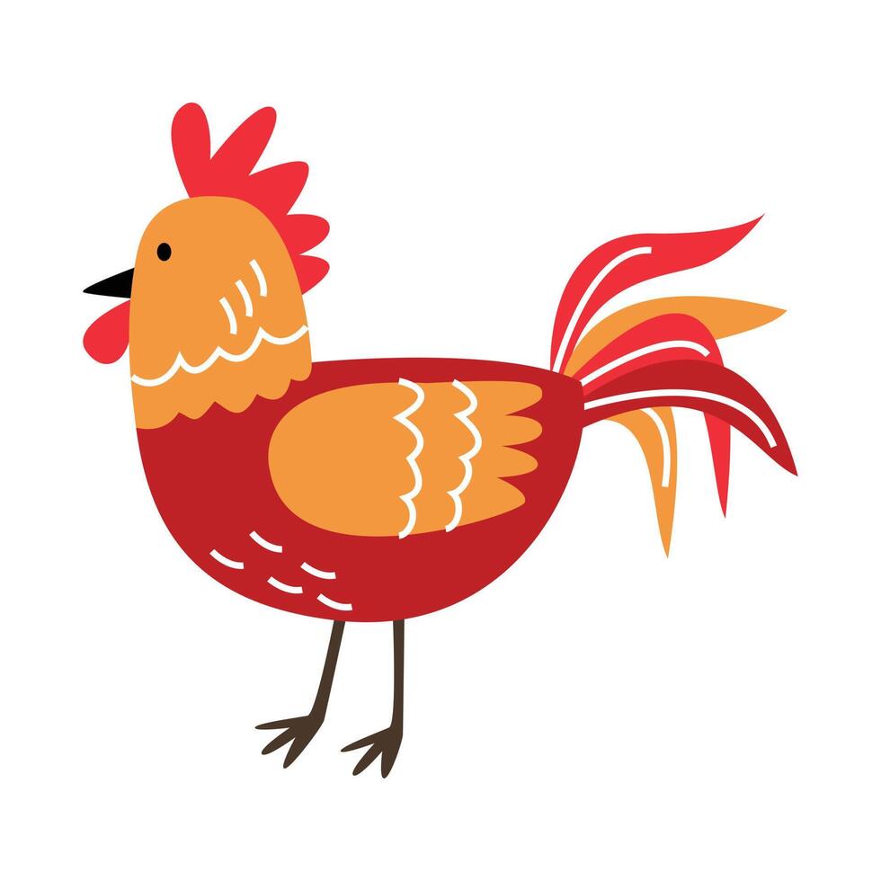 Rooster illustration in funny cartoon style vector