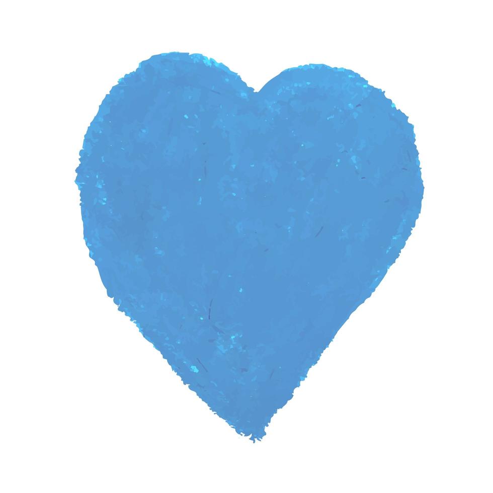 ilustración de forma de corazón dibujada con pasteles de tiza de color azul vector