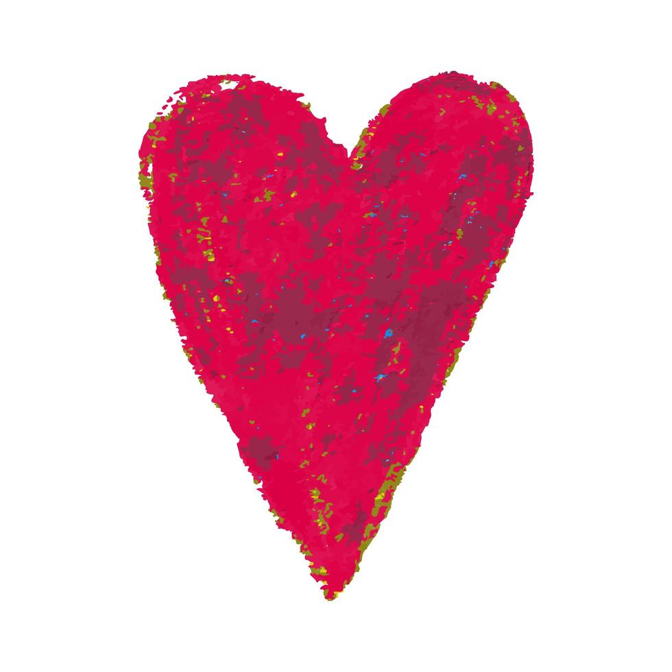ilustración de forma de corazón dibujada con pasteles de tiza de color rojo vector