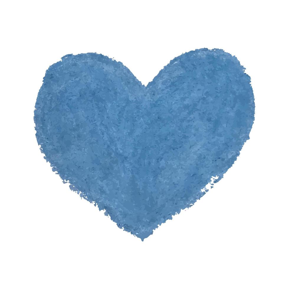 Illustration of heart shape drawn with blue colored chalk pastels vector