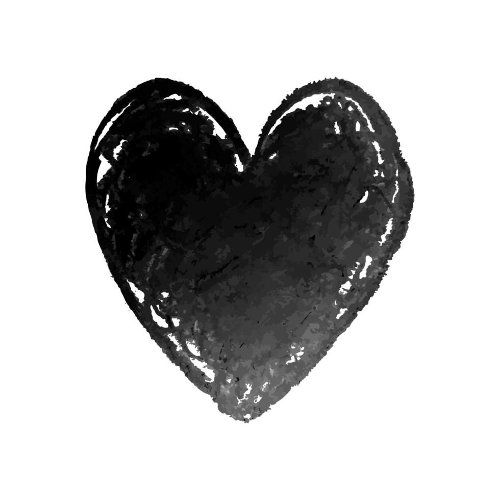 Illustration of heart shape drawn with black colored chalk pastels vector
