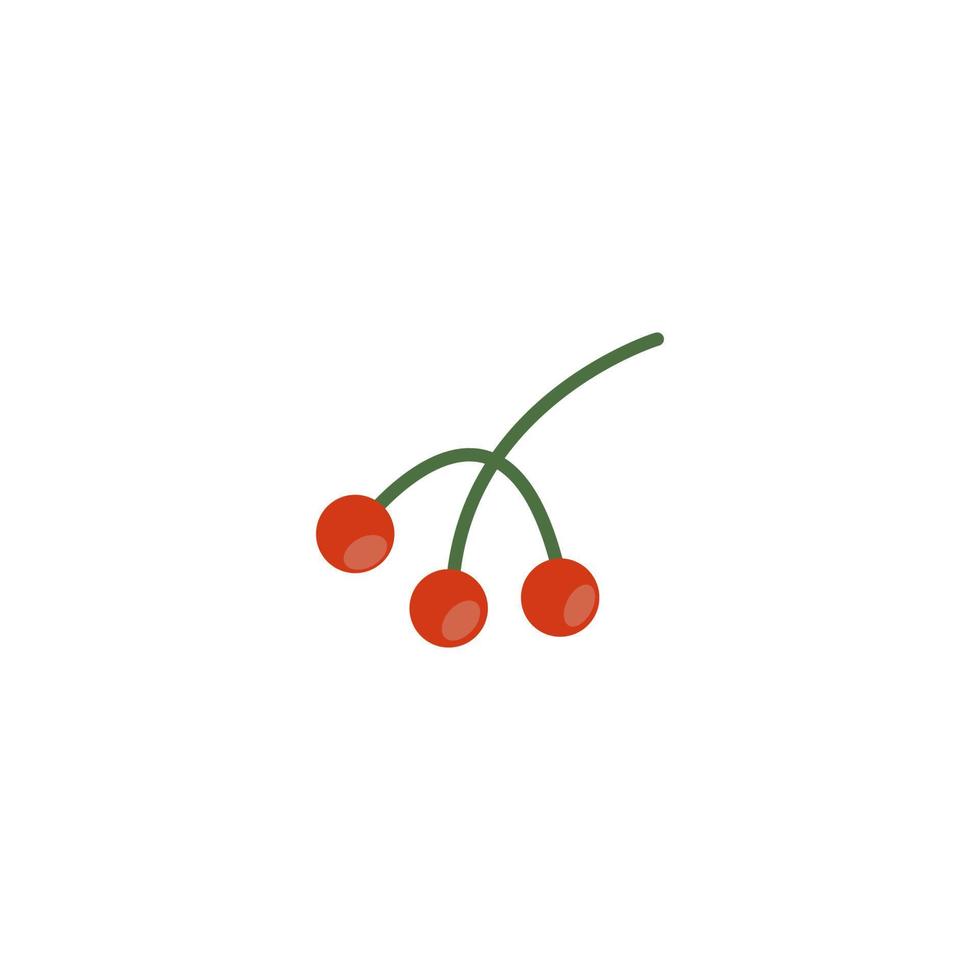 christmas rowan branch with berries vector sticker isolated
