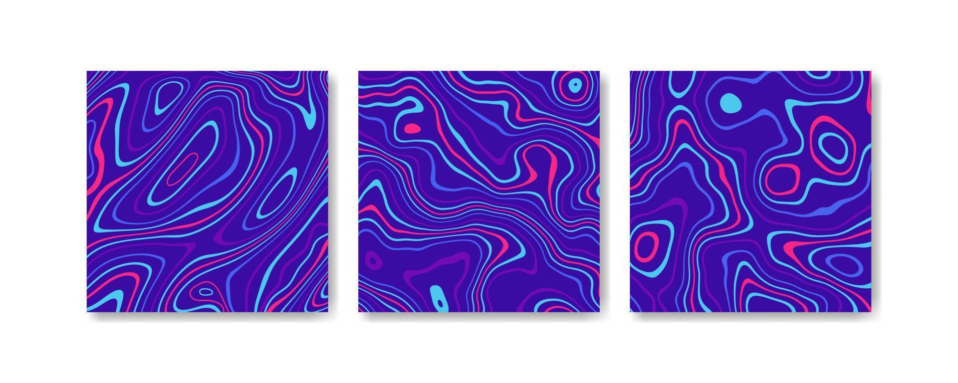 Abstract distorted colorful stripes background set vector