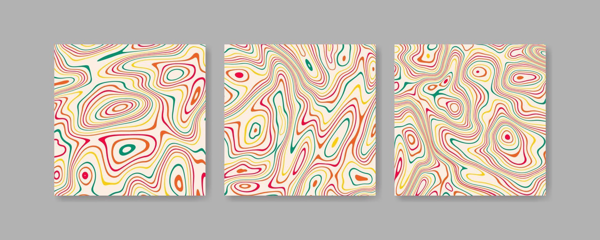 Abstract distorted colorful stripes background set vector