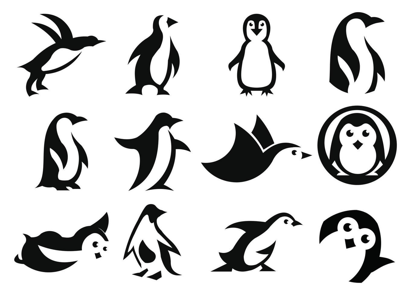 penguin bird animal silhouette cartoon vector icon