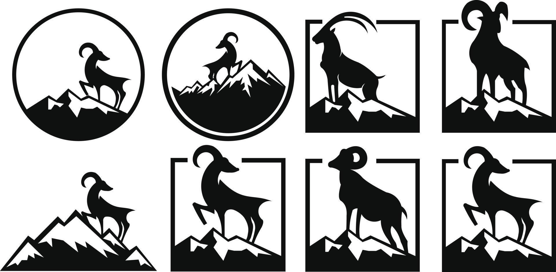 Silhouette of a mountain mammal goat animal . vector