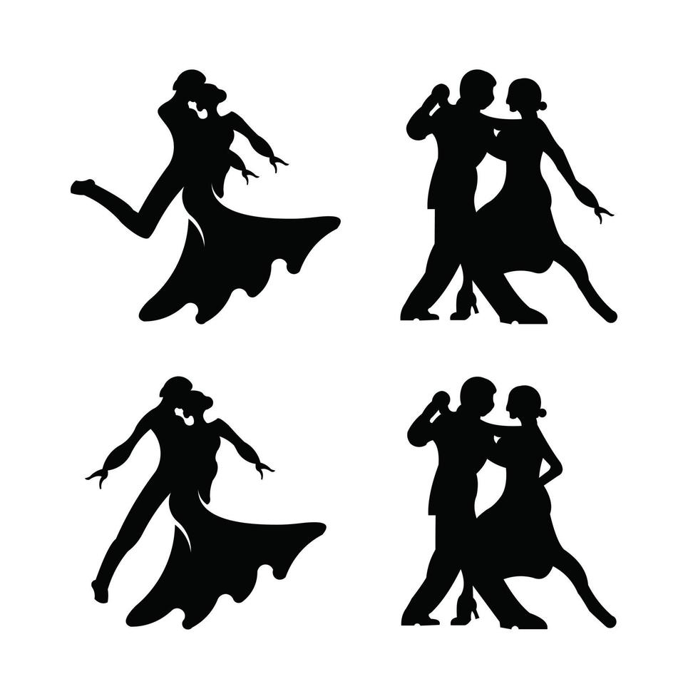 Elegant latino dancers couple. Group of mature tango dancing people in ballroom night event. Senior dancer party. vector