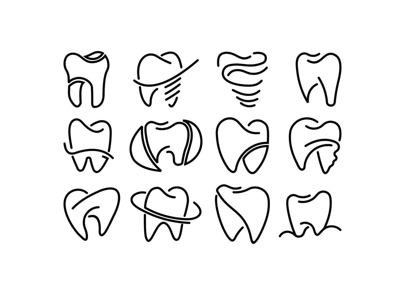 un conjunto de logotipos de vectores dentales para iconos o símbolos de salud dental.