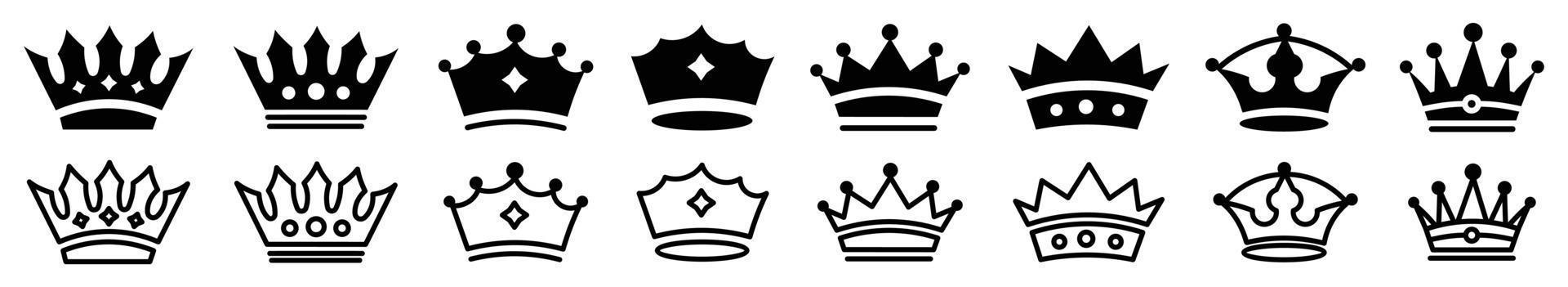 Crown set Royal icons collection set, Big collection crowns Vintage vector