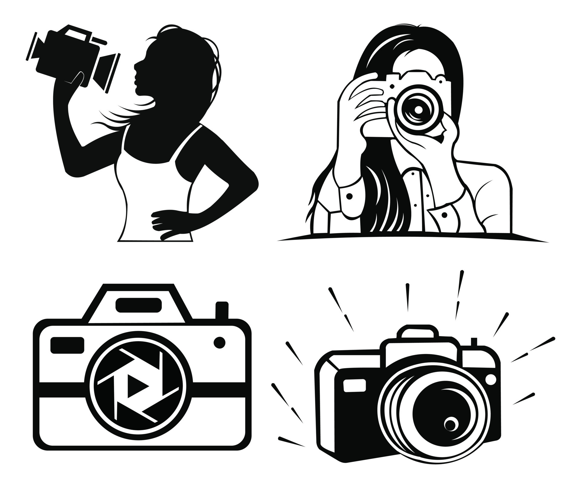 inspiration Young woman photographer with Your beautiful smile quote,  hearts, camera, Vector of pretty teenager girl with black hair style  5184865 Vector Art at Vecteezy