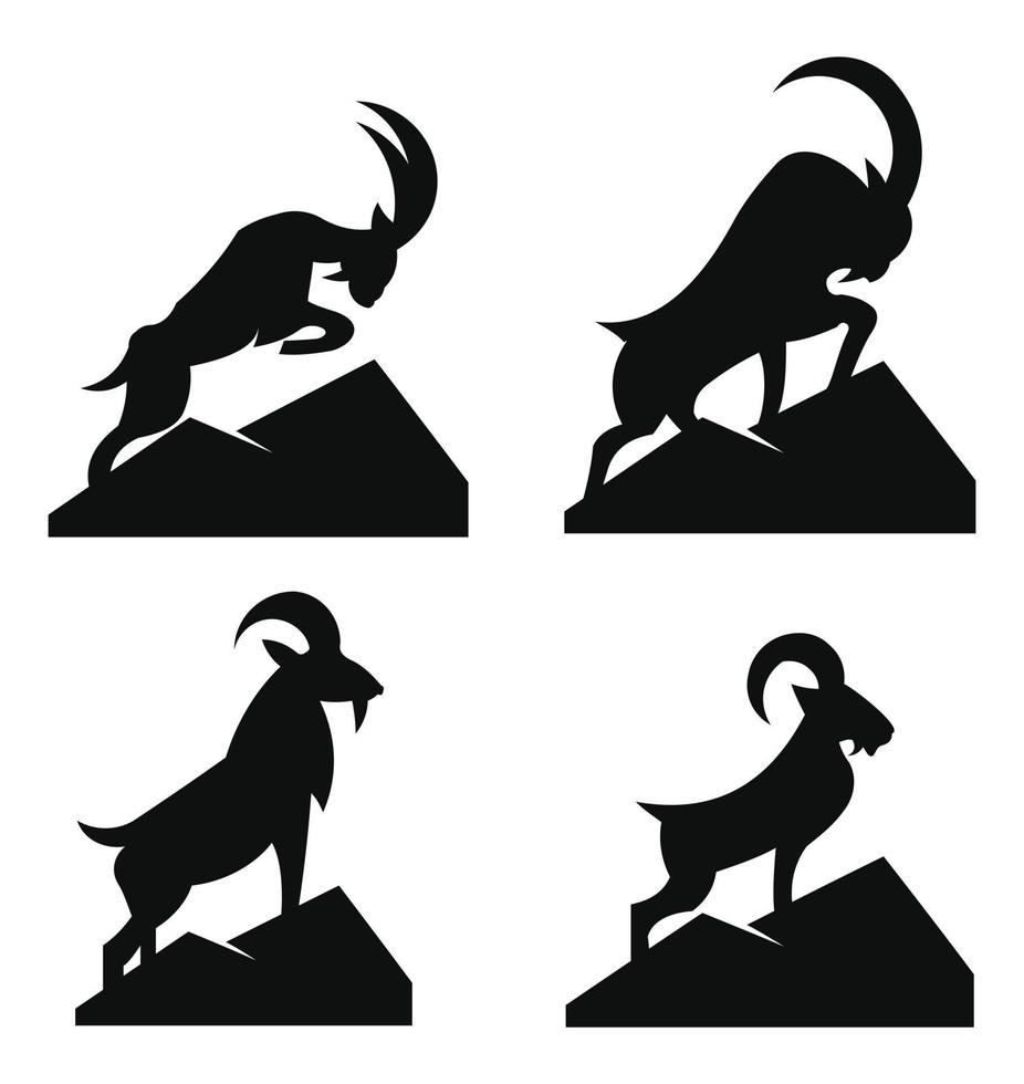 Silhouette of a mountain mammal goat animal . vector