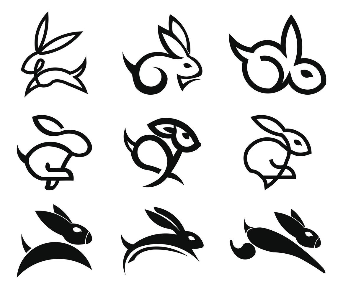 animal Rabbit one line art logo design. Simple black and white vector illustration