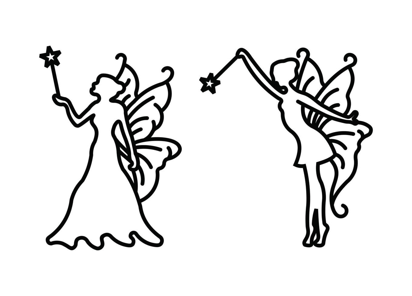 Beautiful Fairies icon line set collection, Little fairies set icon vector