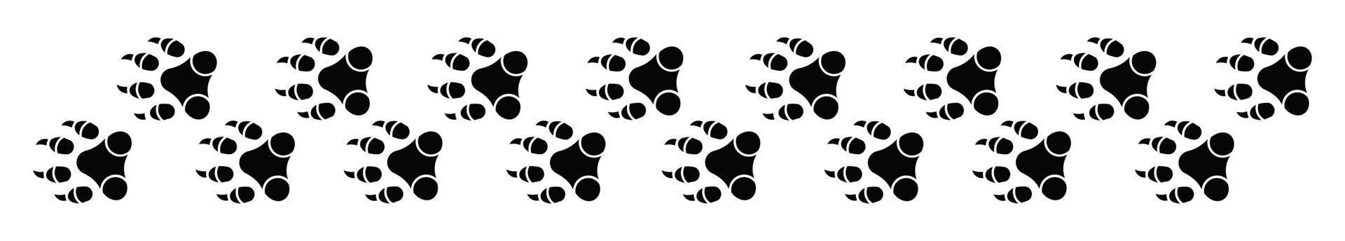 Paw foot trail print of animal ,Different animal paw stock vector icon set.