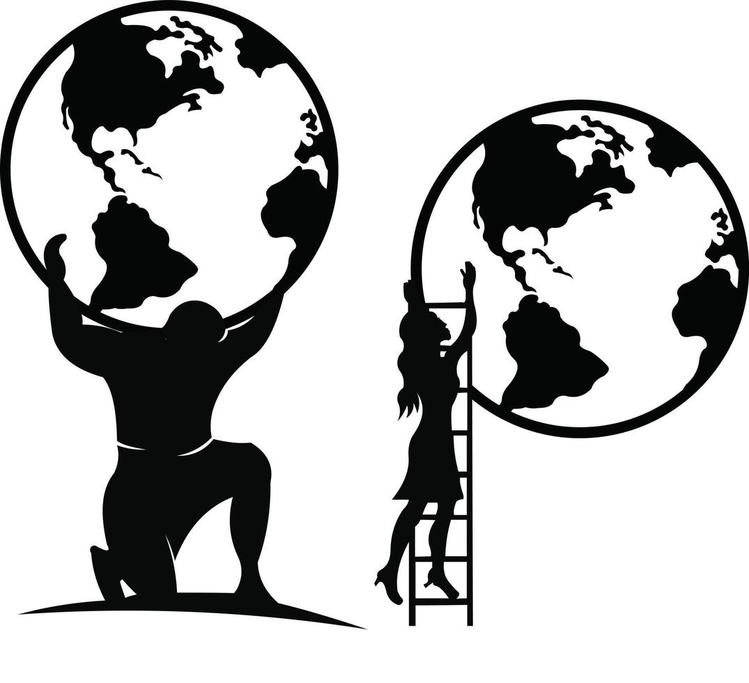 atlas sosteniendo el mundo en su hombro, atlas titan sosteniendo el diseño del vector del globo
